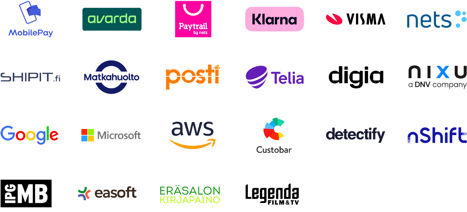 Logoseinä Tremedian yhteistyökumppaneista