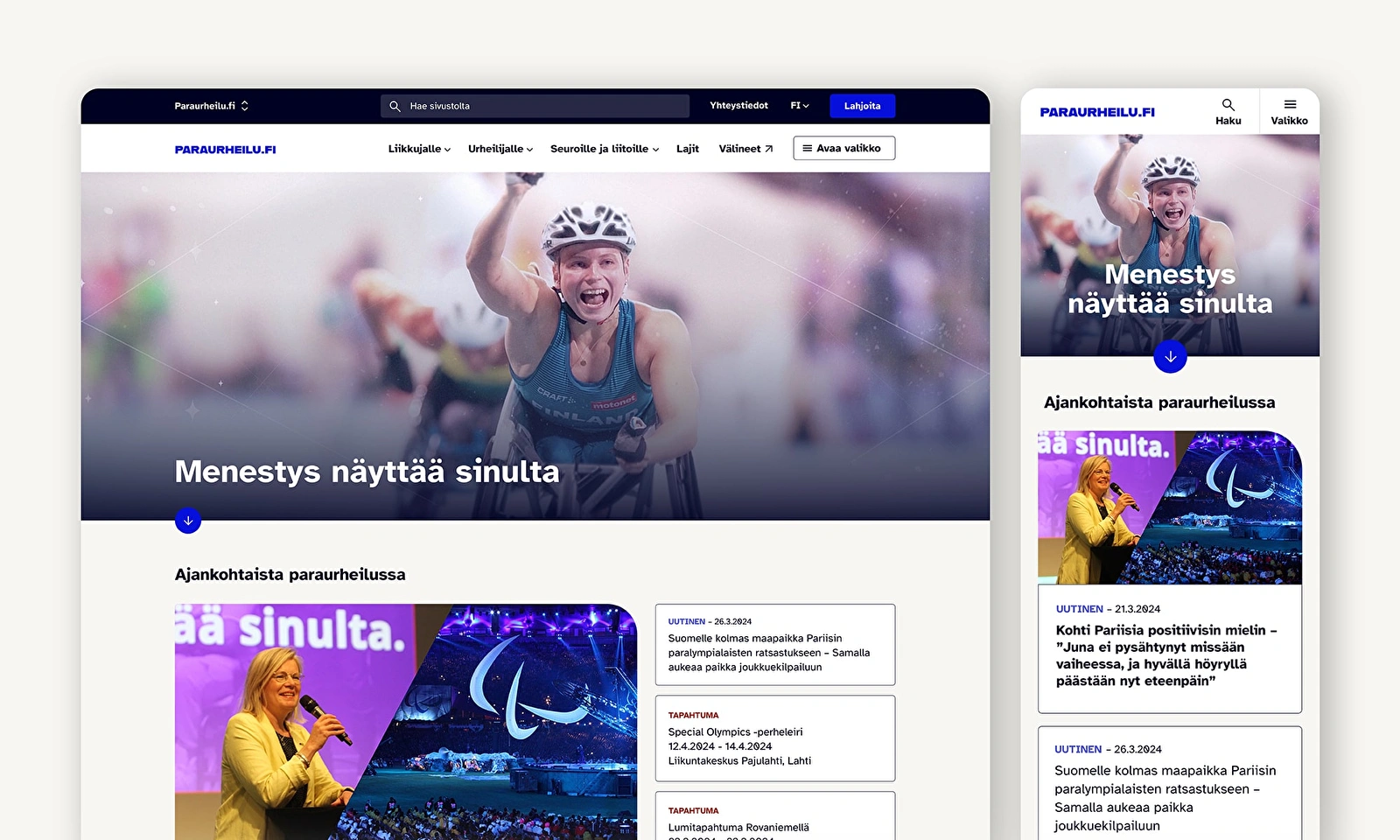 Paraurheilu.fi:n etusivu.